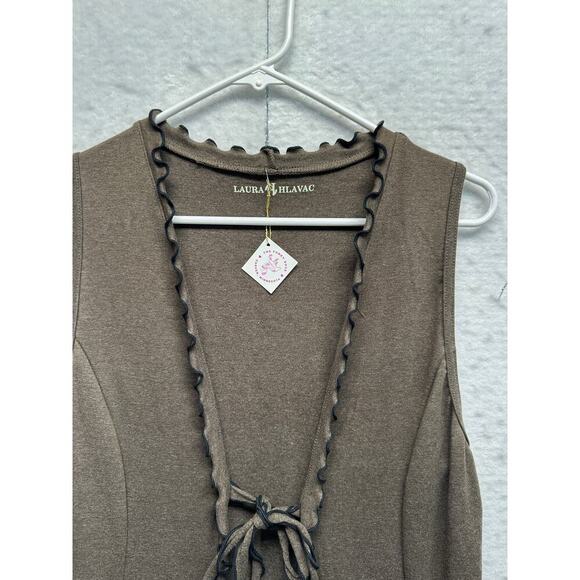 Laura Hlavac Ruffle Duster Sweater Cardigan Vest Long Line S Steampunk Resort - Picture 3 of 9